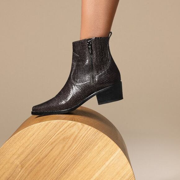 NWB Donald Pliner Dark Brown Leather Almond Toe Marisol Bootie1